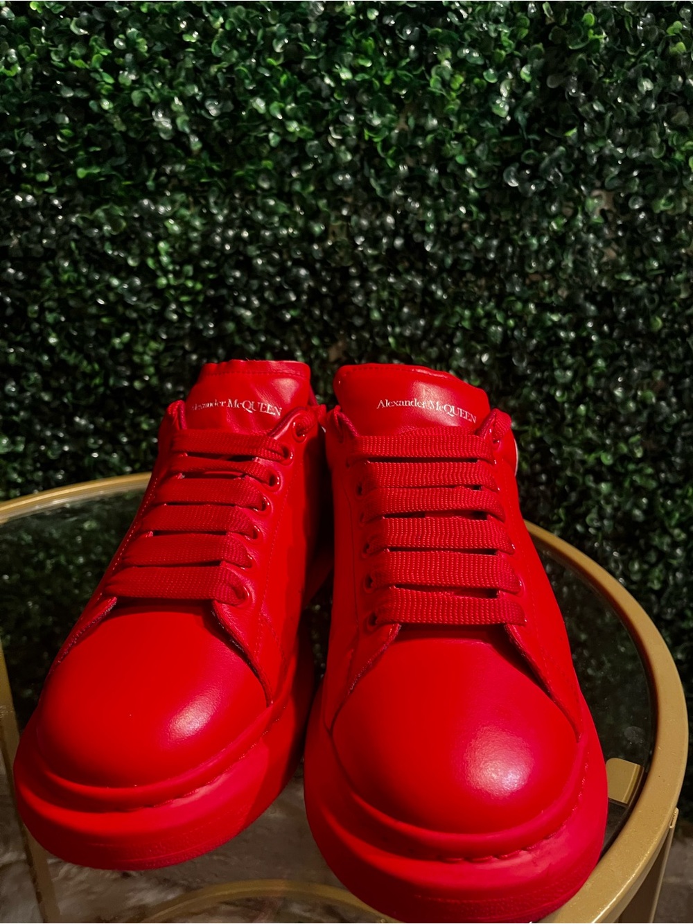 Alexander McQueen Vibrant Red Leather Low-Top Sneakers
